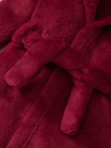 新生儿睡袍和婴儿鞋套装，字母图案设计，面料柔软舒适，适合儿童休闲穿着 - 紅色 - 查看 7