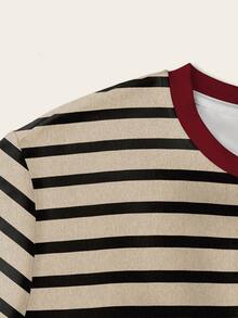 INAWLY 女式休闲条纹圆领长袖上衣，秋季