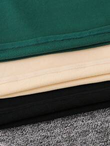 SHEIN 3 piezas Ropa de niño preadolescente Camisetas de forro polar gruesas y versátiles, aptas para ir y venir, la escuela, uso casual, viajes, deportes, otoño/invierno, Navidad - Multicolor - Ver 5