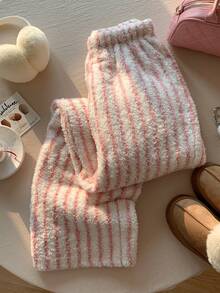 Comfortcana Quần nỉ ấm sọc hồng, mùa đông - Hồng - Xem 3