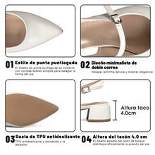WEIDE Zapatos de tacón medio destalonados para mujer – Punta fina con metal, elegantes y cómodos, ideales para oficina y eventos sociales - Beis - Ver 7