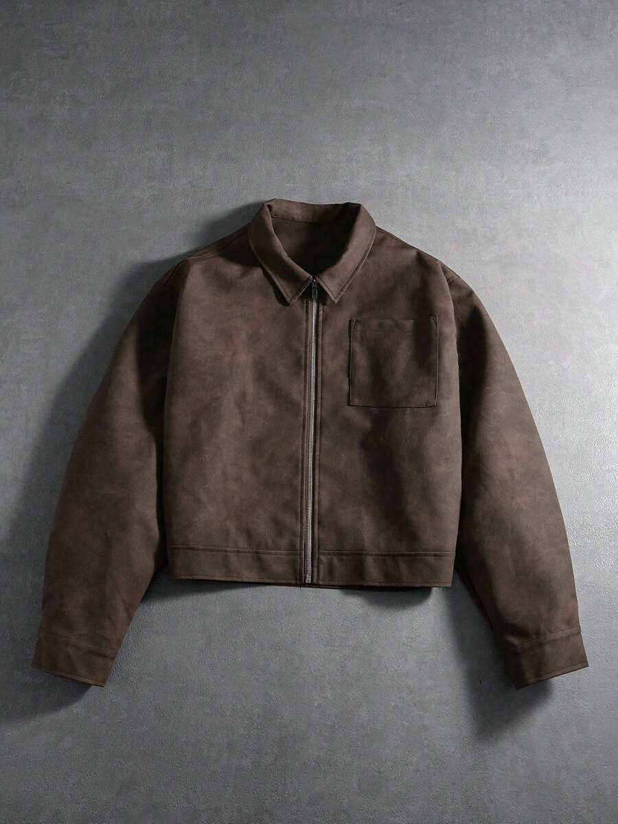 Áo khoác dài tay nam PAVTROS Manfinity Streetrush phong cách đường phố, áo khoác ngắn tay màu nâu có khóa kéo, áo khoác da nam, áo khoác mùa thu, áo khoác đường phố, áo khoác mùa đông, quà tặng Giáng sinh, quà tặng bạn trai, áo khoác bomber màu mocha, áo khoác vintage nam, áo khoác nâu, áo khoác ngắn có khóa kéo nam, áo khoác nam dáng ngắn - màu nâu - Xem 1