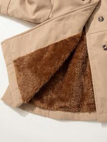 Souflis Souflis Baby Girl 6 Months-3 Years 1pc Fall Elegant Daily Style Button Coat Outing, Long Sleeves Peter Pan Collar Fleece Trench Coat