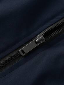 Manfinity Roghcode 男士休闲美式街头风字母印花拉链连帽长袖外套，适合春秋季日常通勤 - 藍色 - 查看 7