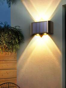 1PC/2PCS Solar Powered Wall Light With 8/10LED, Royal Castle Design, For Villa Outdoor Landscape, Waterproof Ambience Wall Decoration For Terrace And Patio, Up & Down Lighting Garden Decor - Multicolor - Ver 2