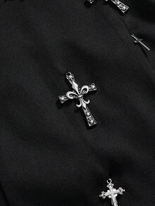 ROMWE Grunge Punk Đầm ôm body ren ngắn phối mặt dây chuyền Punk dành cho nữ - màu đen - Xem 4