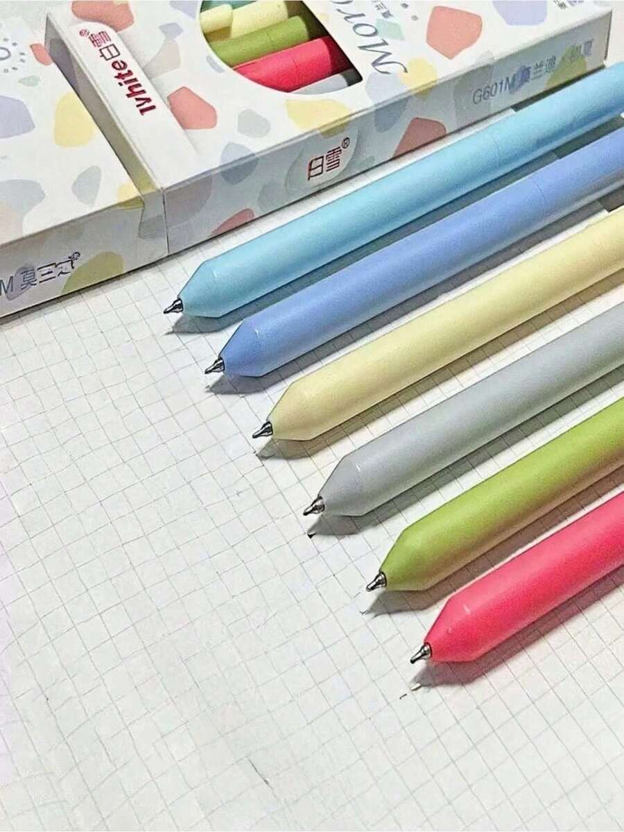 6pcs Retro Rotating Color Gel Pens For Planner And Journal Back To School - Multicolor - View 1