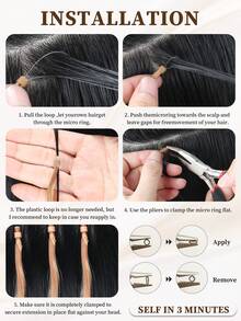 50 股微环接发真人发 6# 浅棕色微珠接发超顺滑超柔软丝滑直发微环健康人发接发适合女性 - S6 - 查看 3