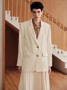 Uhlyne Uhlyne Blazer elegante y minimalista de moda para mujer - Albaricoque - Ver 6
