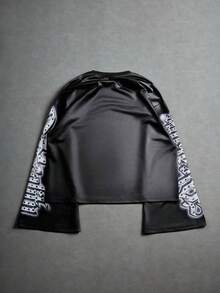 PAVTROS 男士街头风格长袖T恤，数码印花天使吹泡泡糖图案 - 深灰色 - 查看 2