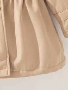 Souflis Souflis Baby Girl 6 Months-3 Years 1pc Fall Elegant Daily Style Button Coat Outing, Long Sleeves Peter Pan Collar Fleece Trench Coat