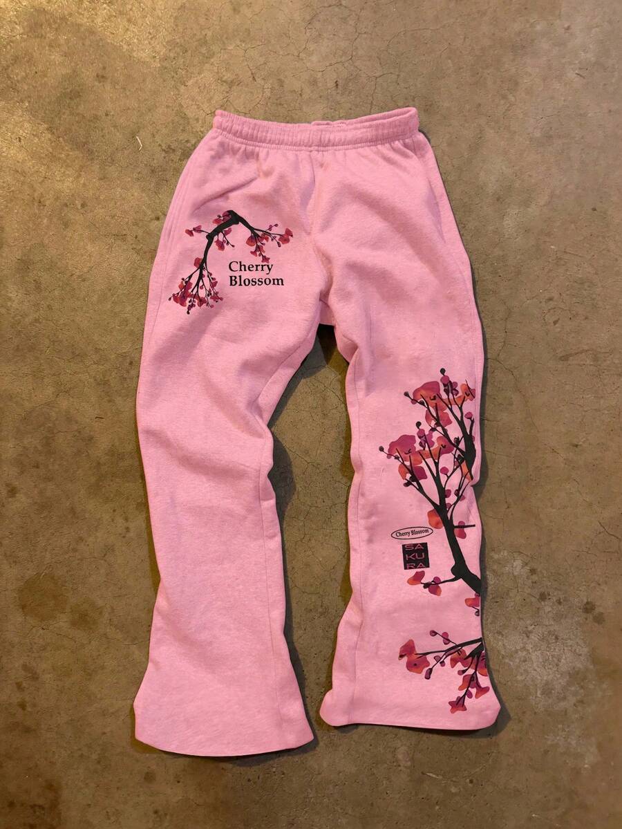 INAWLY 女式花卉印花松紧腰口袋休闲裤 - 粉色 - 查看 1