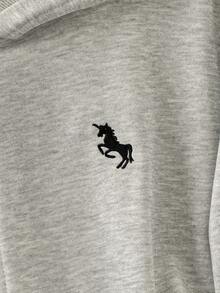 GlowEve CURVE 大码女式休闲纯色刺绣连帽口袋拉链宽松运动衫和刺绣高腰抽绳宽松直筒运动裤套装，适合日常、运动和休闲穿着，秋季 - 灰色 - 查看 5