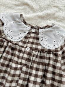 Vintaside Kids Baby Girl Brushed Thickened Warm Dress, Elegant Countryside Style, Fashion All-Match Cute Dress For Spring, Autumn & Winter - Brown - View 8