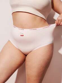 LUVLETTE Plus 3条装柔软纯棉高腰三角裤女士内裤套装 - 樱桃圣诞新年睡衣款式 - 彩色 - 查看 8