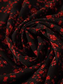 EMERY ROSE 大码女式长袖 V 领休闲优雅连衣裙，春秋季长款女装 - 紅色 - 查看 4