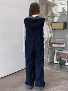 DAZY Tween Girls Casual Zipper Hooded Denim Jumpsuit - Blue - View 6