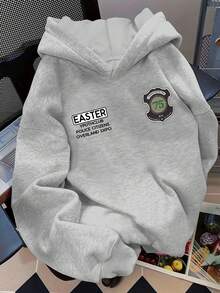 Glimmora 男士休闲日常字母印花宽松连帽卫衣，秋季款，长袖上衣