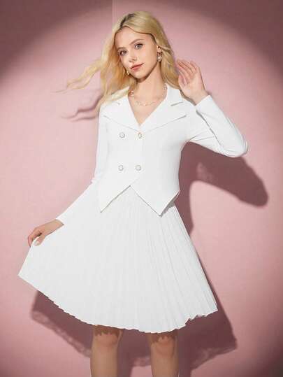 Set de 2 piezas de falda y top con volantes para chicas adolescentes, ideal para vacaciones, verano y viajes