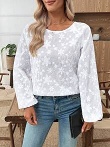 EMERY ROSE Camisa con botones y estampado de silueta para mujer, otoño - Blanco - Ver 4