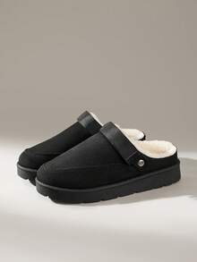 Solecia 女士时尚舒适厚底勃肯鞋，高品质包头平底双向一脚蹬雪地靴 - 黑色 - 查看 2