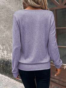 SHEIN LUNE Women's Casual Commuting School Style Patterned Print Sweatshirt, Spring/Autumn - Purple - View 2