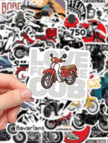 50 Piezas/Paquete Pegatinas de motocicleta vintage resistentes al agua Calcomanías para fundas de teléfonos, portátiles, botellas de agua, monopatines Vuelta al colegio, Halloween - Multicolor - Ver 5