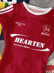 SHEIN 3 件套青少年女孩复古街头风格图案 T 恤，修身圆领短袖 T 恤，夏季舒适休闲，采用多巴胺、复古红、亮黄色设计，轻松舒适，适合秋季儿童分层穿着，时尚儿童休闲装，儿童图案服装，开学季，秋季