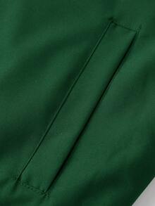 Aesthetic Post 男士休闲字母印花连帽夹克，秋季 - 綠色 - 查看 5