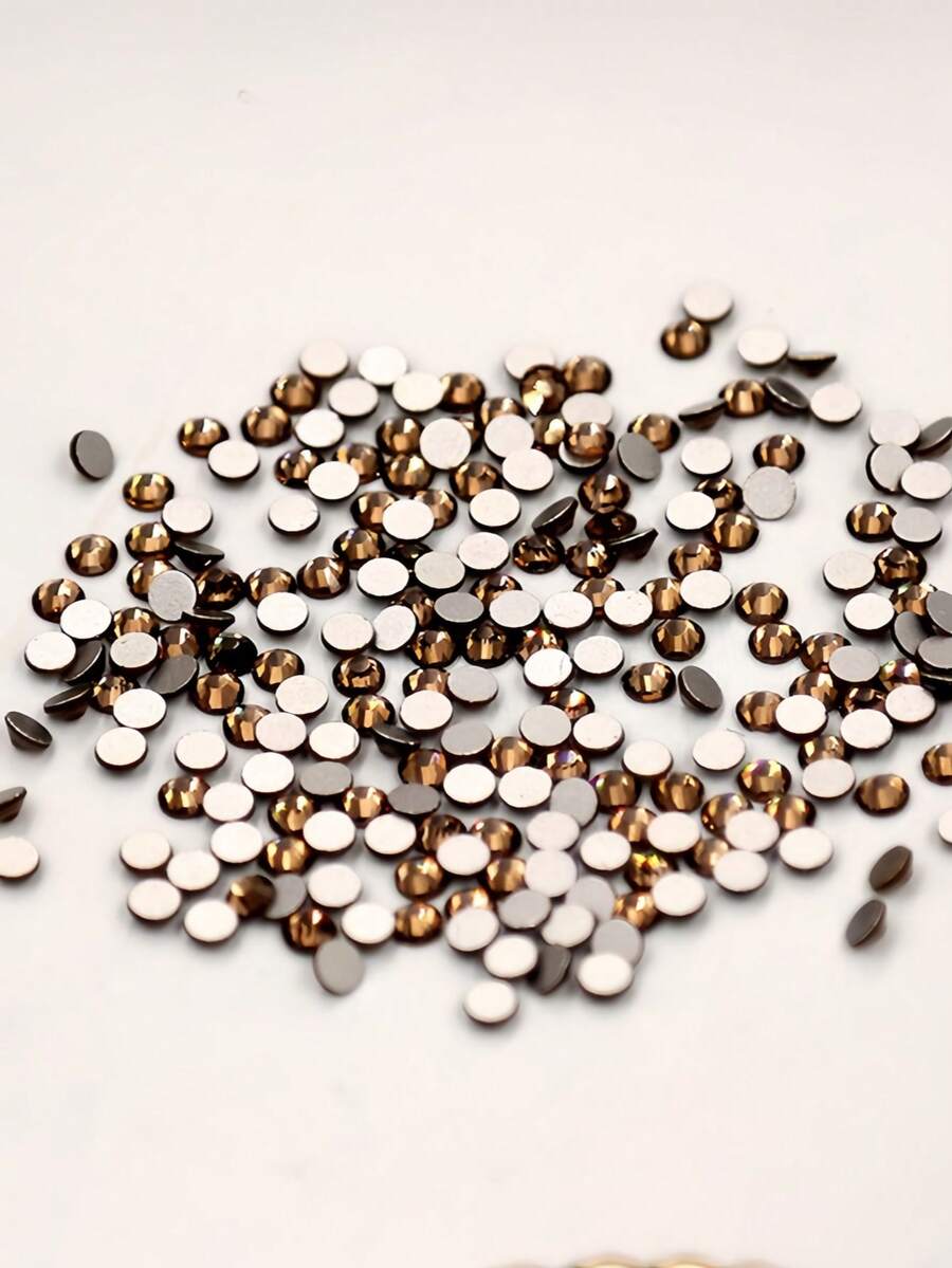 2000pcs 3-6mm Silver Flat Coffee Resin Rhinestones, Round Jelly Gemstones For Making Accessories Shoes, Clothes, Cosmetics, Bags, Decoration