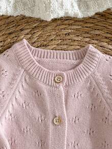 Loomiva 新生男婴/女婴纯色针织柔软圆领长袖连体衣，配长裤，百搭舒适 - 彩色 - 查看 6