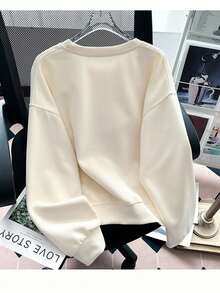 Resyla 女式休闲圆领落肩长袖运动衫，带 3D 花卉装饰，秋冬