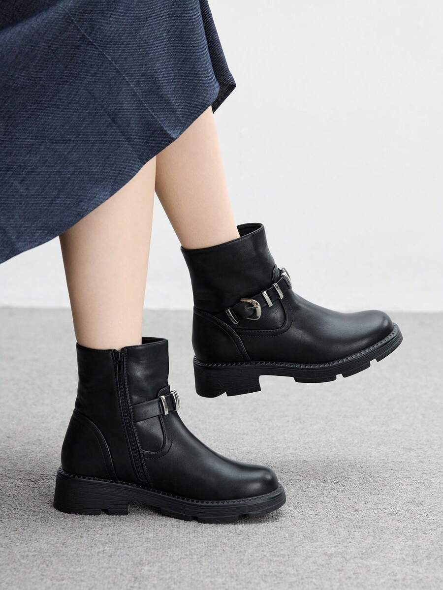 CUCCOO BIZCHIC 女士休闲百搭通勤中筒靴 - 黑色 - 查看 1