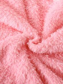 青少年女孩刺绣字母长袖羊毛连帽衫和裤子休闲宽松套装，秋冬 - 粉色 - 查看 6