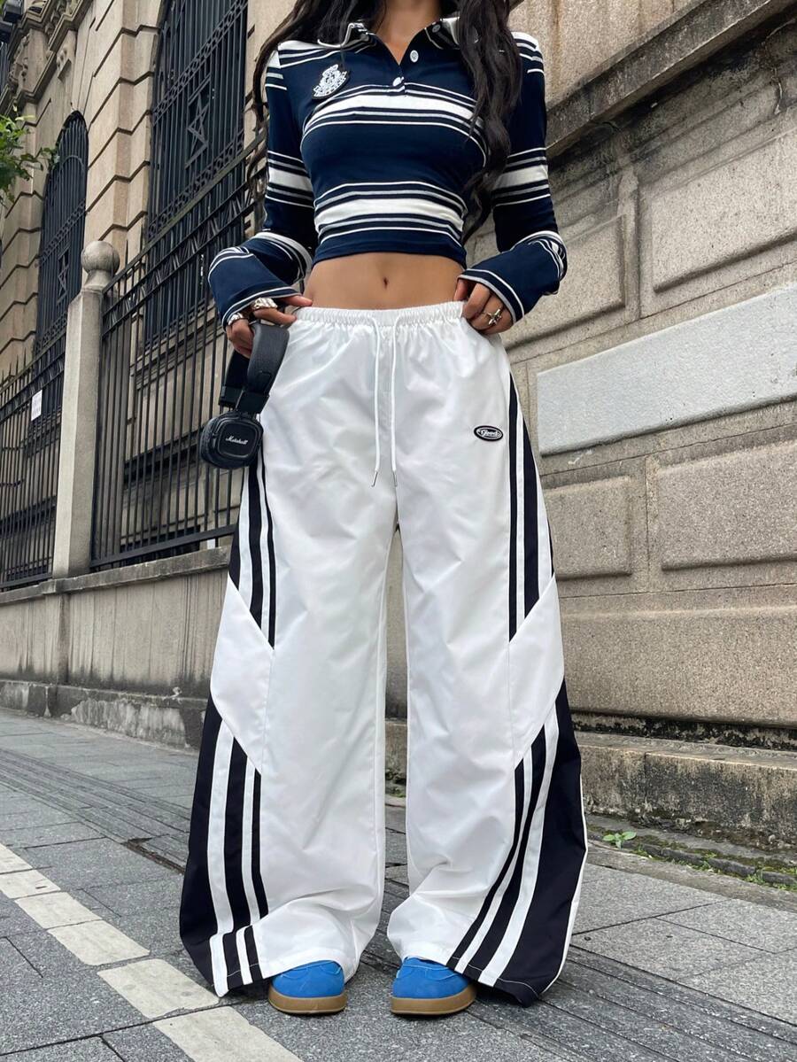 Coolane Women's Fall/Winter Concert Rave Streetwear Vintage Homecoming White Wide Leg Pants - White - View 1