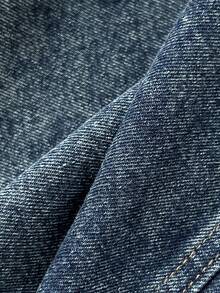 Mori Grove Mori Grove Women's Casual Washed Raw Trim Cropped Denim Jacket, Autumn - Blue - View 3