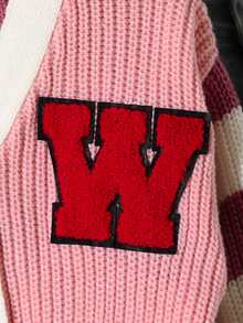 Mädchen-Strickjacke mit Farbblock-Streifen, kurz und minimalistisch, süß und cool, bunter Button-Down-Pullover, Strickjacke mit Streifenärmeln, kurze Strickjacke für Teenager, süße College-Strickjacke