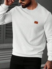 Manfinity CasualCool 男士休闲纯色拼接圆领长袖套头卫衣，圆领男士上衣，长袖，男士休闲套头衫，适合男士日常休闲、周末旅行、户外活动、探险旅行、轻松的工作环境或半正式场合，也是送给男友/丈夫、周年纪念日或圣诞节的理想礼物。 - 白色 - 查看 4
