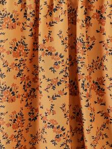 SHEIN Vintaside Kids Vestido de manga larga con cuello Peter Pan y línea A con estampado floral pequeño, adecuado para uso diario, primavera, para niña