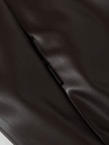 Manfinity Hypemode 男士纯色长袖拉链休闲夹克，棕色，街头风，秋冬款 - 咖啡棕 - 查看 5