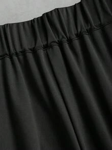 Sweetra 秋季女士简约长袖衬衫和直筒裤两件套办公室套装 - 黑色 - 查看 8