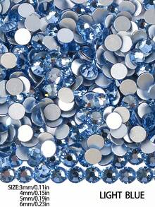 2000pcs 3-6mm Silver Flat Light Blue Resin Rhinestones, Round Jelly Gemstones For Making Accessories Shoes, Clothes, Cosmetics, Bags, Decoration - Light Blue - View 2