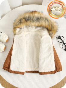 SHEIN Baby/Baby Jungen/Mädchen Herbst & Winter Kleidung, Mäntel, Oberteile, Fleece, Verstärkt, Kapuzenparka Jacke, Langarm Oberteile, Gefütterte Jacke, Wintermantel, Gesteppter Mantel, Warm & Weich, Bequem, Vielseitig, Lässig, Alltag, Geeignet für Innen, Außen, Skifahren, Sport, Spiel, Party, Fotoshooting, Festival, Halloween, Weihnachten, Neujahr