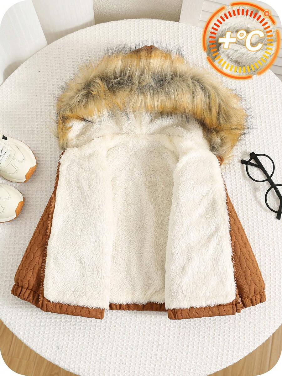 SHEIN Baby/Baby Jungen/Mädchen Herbst & Winter Kleidung, Mäntel, Oberteile, Fleece, Verstärkt, Kapuzenparka Jacke, Langarm Oberteile, Gefütterte Jacke, Wintermantel, Gesteppter Mantel, Warm & Weich, Bequem, Vielseitig, Lässig, Alltag, Geeignet für Innen, Außen, Skifahren, Sport, Spiel, Party, Fotoshooting, Festival, Halloween, Weihnachten, Neujahr