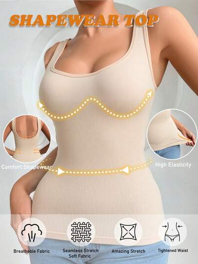 SHEIN 1pc Women's Seamless Comfortable Sports Camisole Shapewear Top