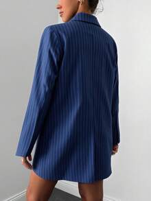 EURMUSE 翻領線條西裝外套 - 寶藍色 - 查看 2