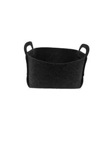 1pc Felt  Storage Basket, Pet Supplies Felt Storage Bin, Keep Your Home Neat & Tidy - Black - View 3