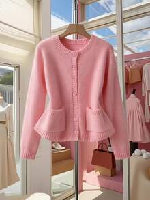 GlowEve Women's Casual Knit Sweater, Elegant & Versatile, Autumn/Winter - Pink - View 1