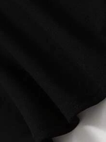 Tween Girl Elegant Evening Party Maxi Dress,Black And Cream Summer Off Shoulder 3D Ribbon Bow Decor Contrast Color Splice Ruched Ruffle Hem Midi Dress - Black - View 5