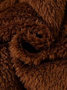 女士米色毛绒趣味动物眼睛和鼻子刺绣连帽连体衣，冬季 - 咖啡棕 - 查看 5